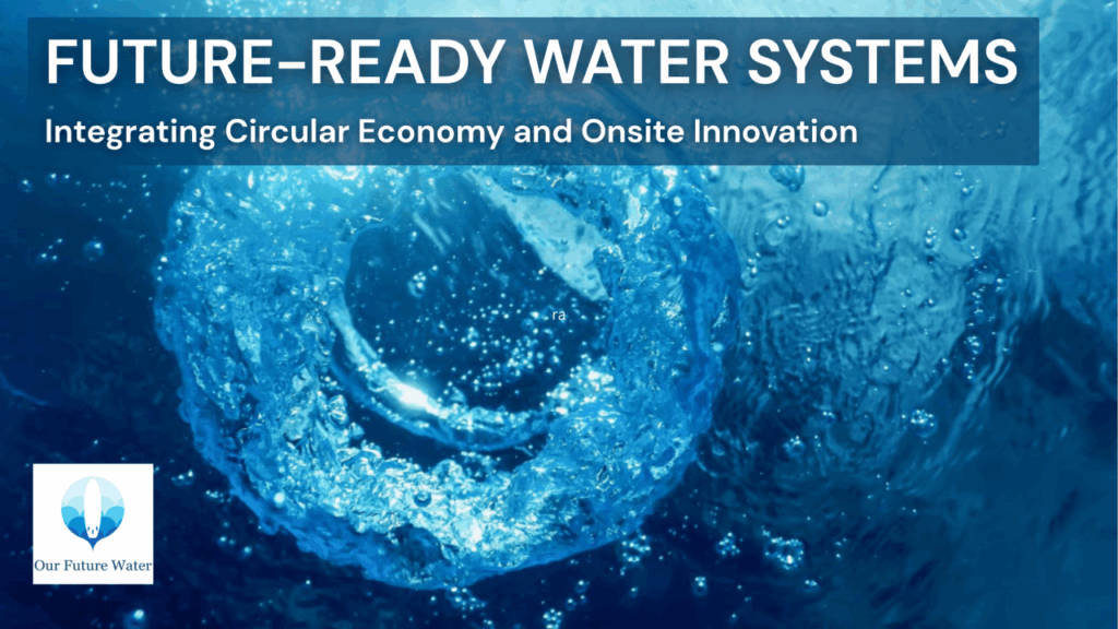 Close-up of swirling water symbolizing innovation and resilience in future-ready water systems integrating circular economy and reuse.