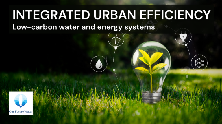 Light bulb with green plant symbolising renewable energy integration and sustainable urban water infrastructure resilience